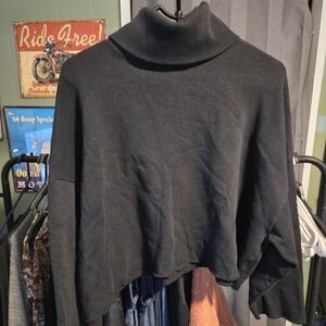 American Eagle Outfitters Black Cropped Turtleneck Sweatshirt